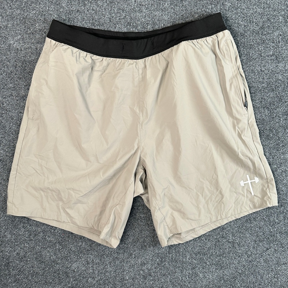Holstrength First Original Collection Men's Gym Shorts Tan Black Size L Barbell